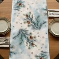 thumbnail image 5 of Blue Christmas Table Runner 90 Inches Long, Cotton Linen Table Runner Dresser Scarf, Xmas Botanical Pine Cones Fabric Tablerunners for Dining Coffee Tables Wedding Holiday Party 13"x90", 5 of 9