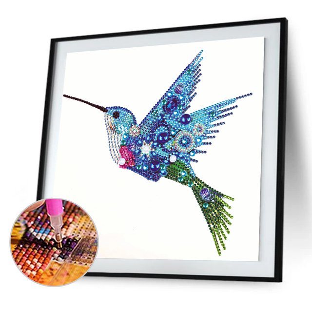 Cuadros Decorativos Kit de póster de colibrí con pintura de diamante en forma especial parcial 5D (UP256) Wdftyju embutido en tela