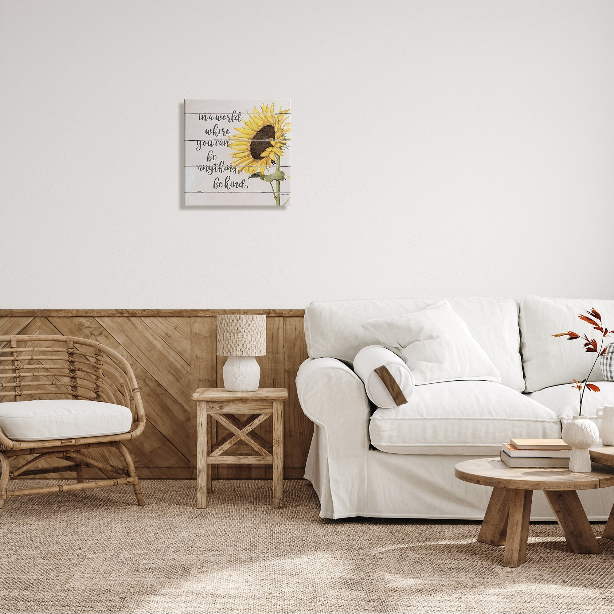 Stupell Industries Be Anything Be Kind Motivational Quote Farmhouse Sunflower, 30 x 30, Design by Stephanie Workman Marrott