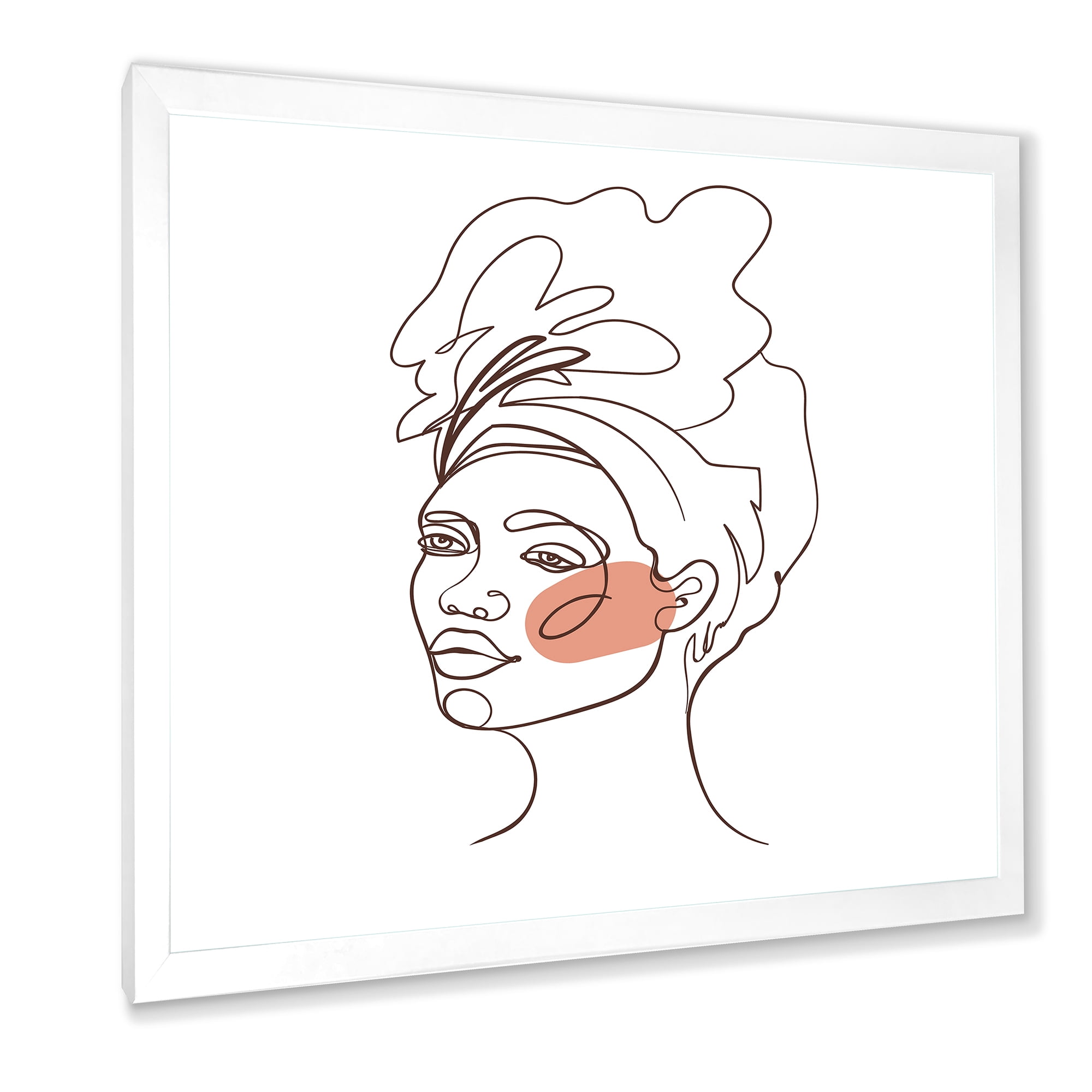 Designart 'One Line Portrait of Afro American Woman III' Modern Framed Art Print