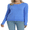 Blue, variant on Women's 100% Cotton Cable Knit Sweater, Crew Neck Lightweight Pullover Sweater for Women, Long Sleeve Knit Top, Navy M