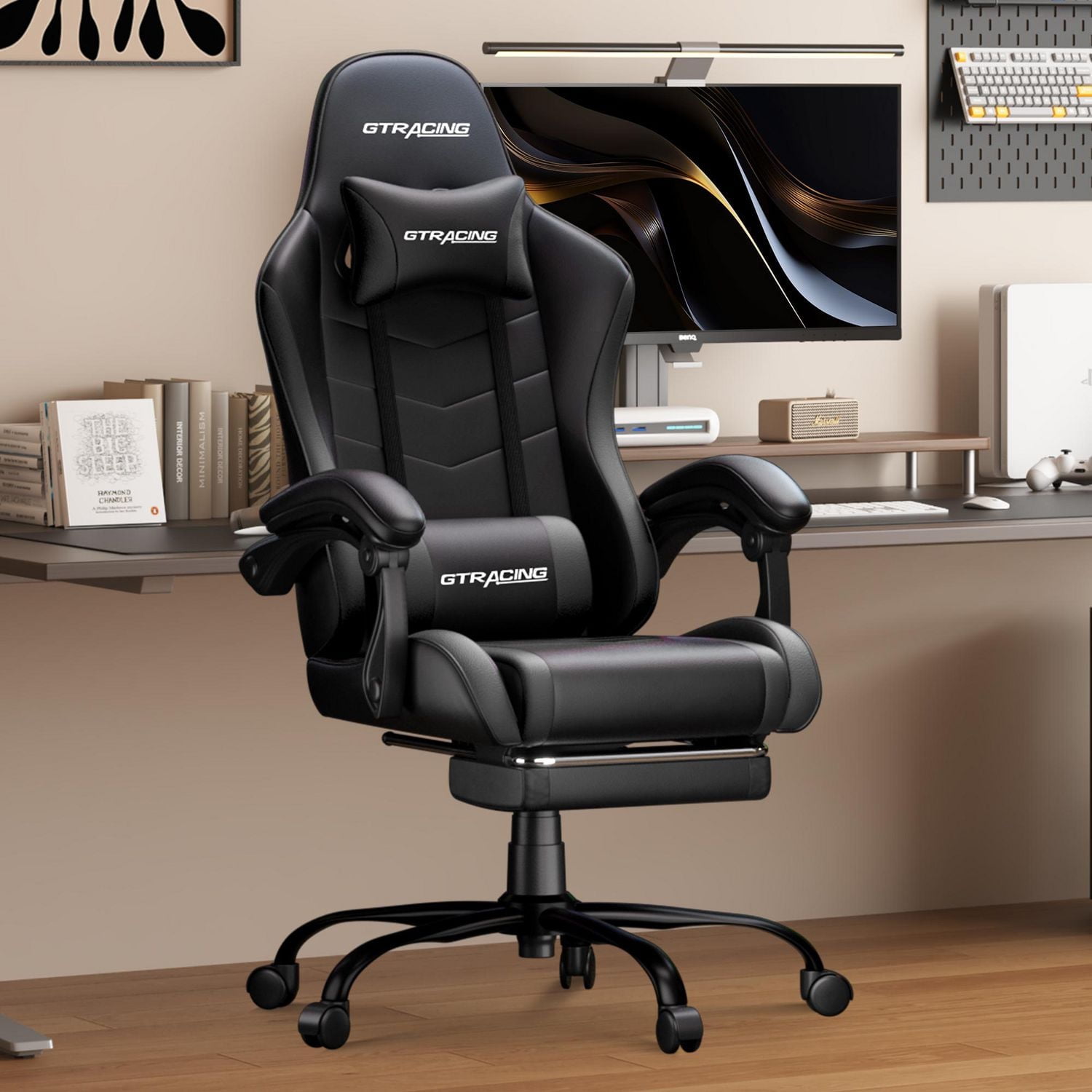 Chaise de jeu ergonomique GTRACING GTWD-200 avec coussins réglables et repose-pieds