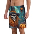 thumbnail image 2 of Balery Cartoon Pumpkin Skull Traje de Baño Estilo Hawaiano para Hombre, Shorts de Secado Rápido con Bolsillos-3X-Large, 2 of 6