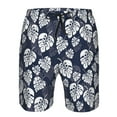 thumbnail image 3 of Logiee White Leaves Print Mens Swim Trunks Quick Dry Board Shorts,Breathable Hawaii Beach Shorts Swimwear Bathing Suits-, 3 of 6