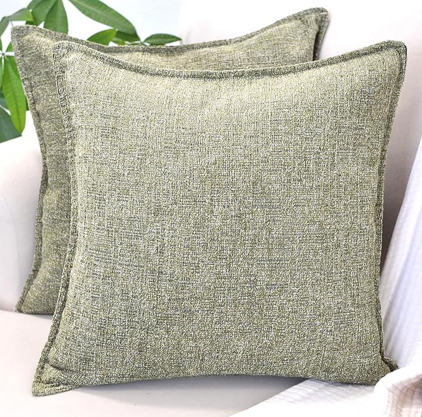 24x24 pillow covers Olive Green Set of 2, Textured Chenille Large Square Cushion Covers / Pillow Shams, Oversized Soft Pillowcases For Sofa Throw Pillows