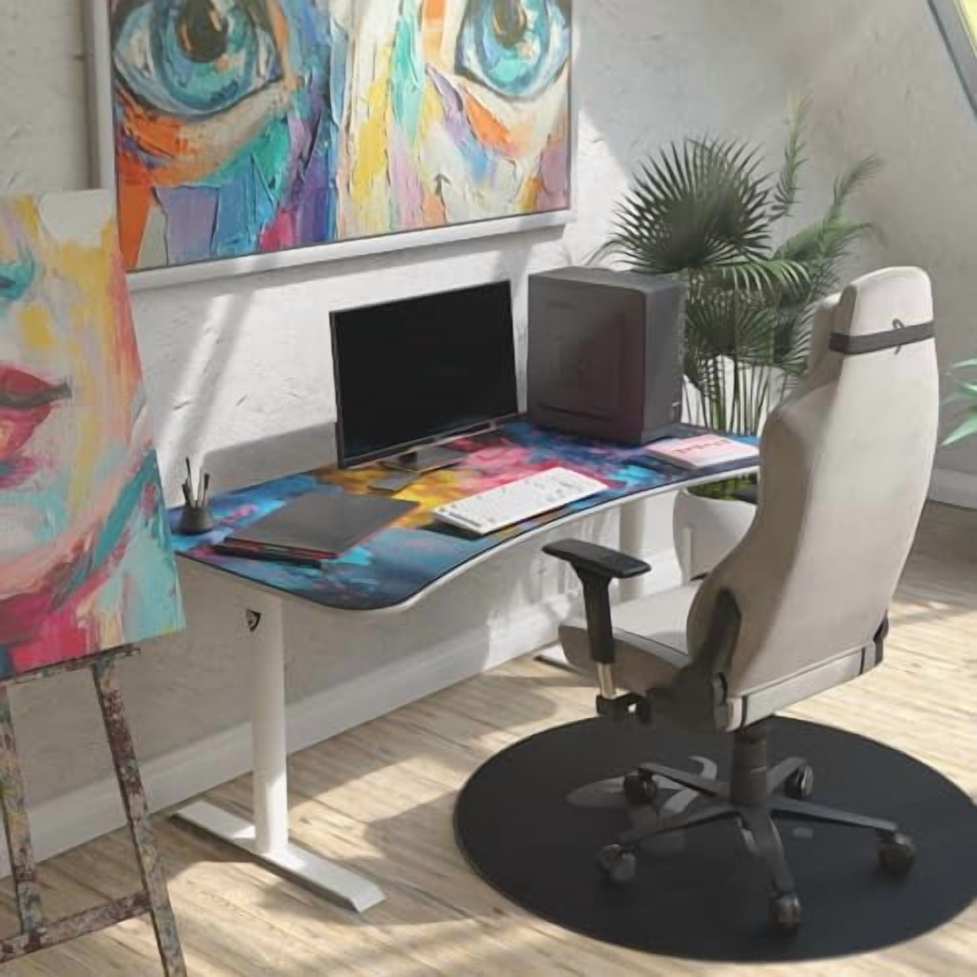 Arozzi Arena Gaming Desk Mat, Full Surface Custom Desk Pad, Interchangeable, Water Resistant & Washable Computer Desk Mouse Pad with Stitched Edges (D017)