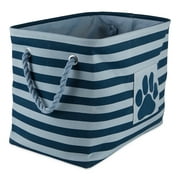 Contemporary Home Living 17.75" Navy Blue and Powder Blue Rectangular Large Bone Dry Polyester Pet