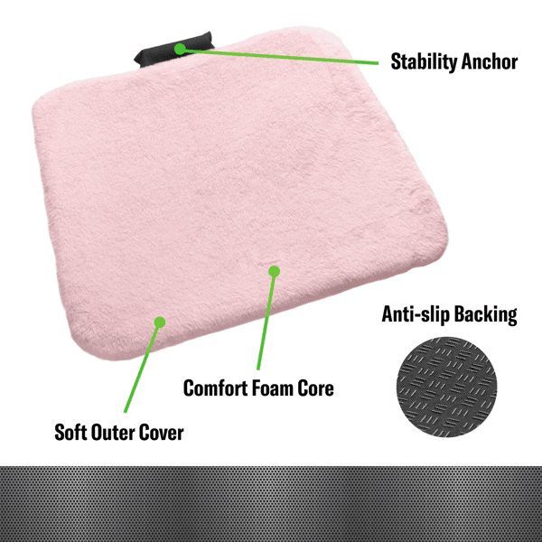Auto Drive Plush Seat Cushion, Universal Fit for Cars, Trucks, SUVs, Sedans, Pink