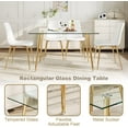 thumbnail image 5 of 51" Rectangular Glass Dining Table for 4 Persons with Clear Tempered Glass Top & Plated Metal Legs, Modern Kitchen Table for Dining Room, Home Office, Meeting, 5 of 6