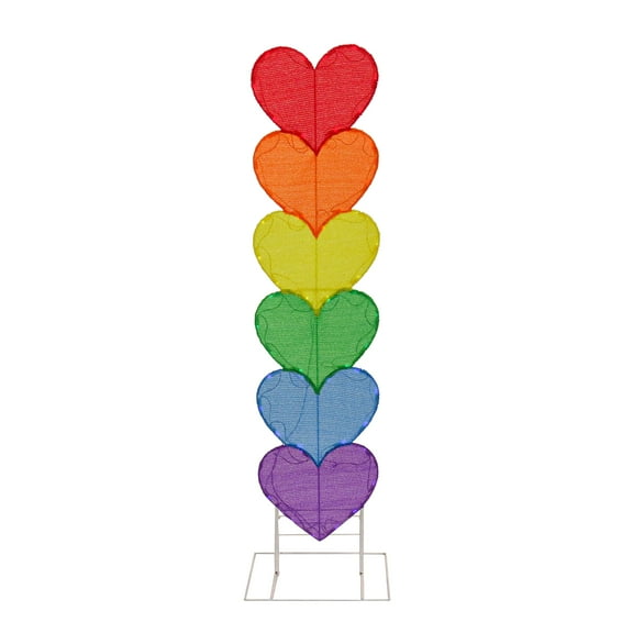 63 in. 2D Rainbow Stacked Heart Yard Décor