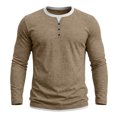 thumbnail image 5 of JTSRKL Mens Stylish Fake Two Piece Tops Crew Neck Button Placket Business Casual Long Sleeve Pullover Breathable Soft Textured Shirts, 5 of 8
