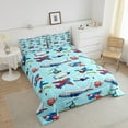 thumbnail image 3 of Aircraft Comforter Set Cartoon Airplane Print Comforter Helicopter Flying Plane Bedding Set Travel Decor Duvet Set Cute Colorful Planes Room Decor Twin Size Quilt Set, 3 of 6