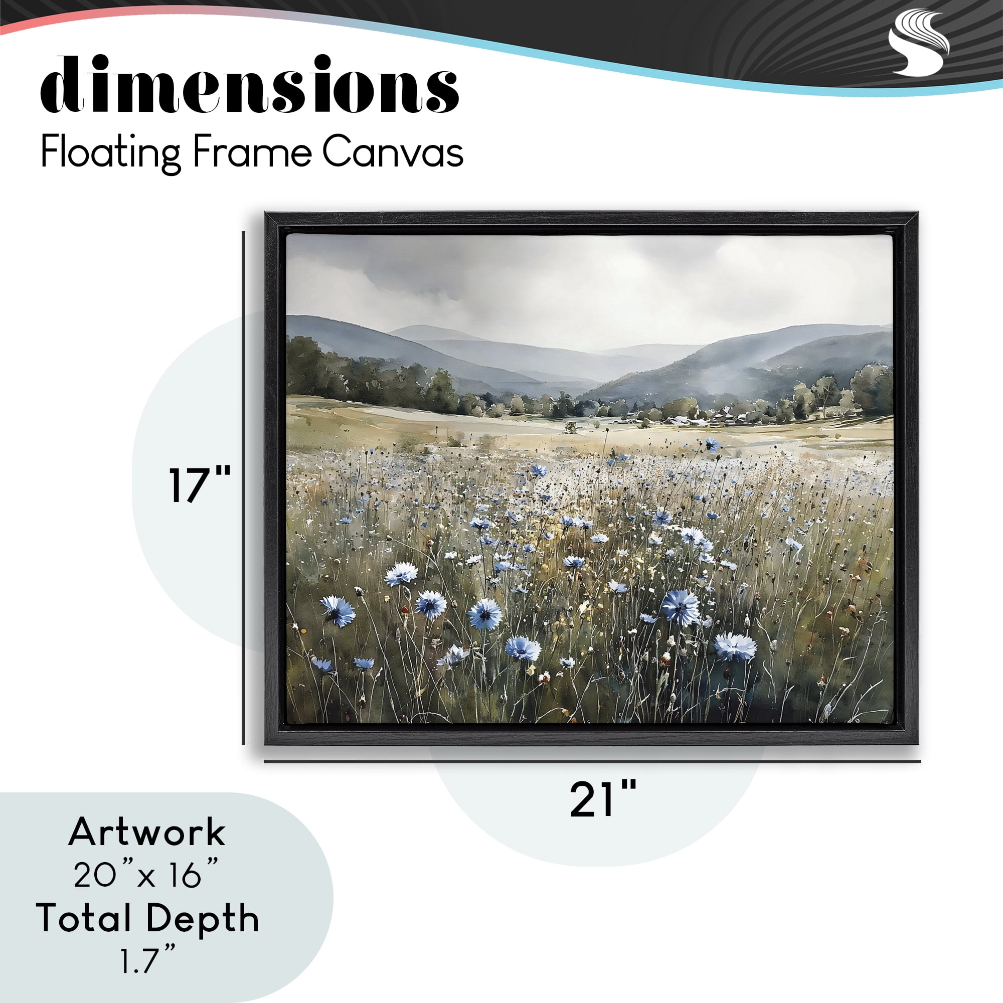 Stupell Industries Sapphire Speckled Fields Black Framed Floater Canvas Wall Art, design by Franklyn Gregory