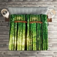 thumbnail image 2 of Ambesonne Nature Quilted Coverlet 3 Pcs, Sunlight Forest Trees, King Size, Green Brown, 2 of 2
