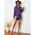 thumbnail image 6 of Alex Vando Plaid Flannel Shirts for Women Long Sleeve, Oversized Womens Casual Flannel Button Down Shirts Blouses Tops,PurpleCoffce L, 6 of 6