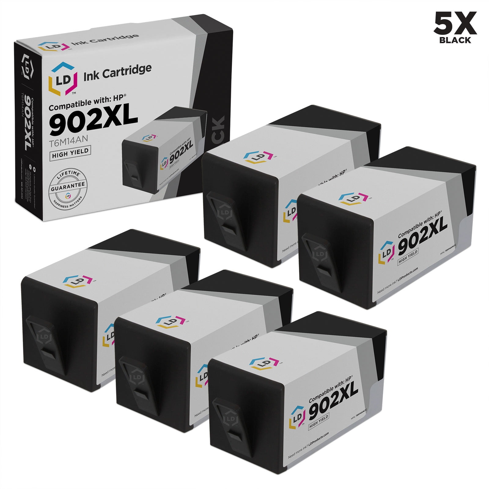 Black to use with OfficeJet 6950 6954 6979 & OfficeJet Pro 6960 6968 6970 6975 6978 LD Compatible Ink Cartridge Replacement for HP 902XL 902 XL T6M14AN High Yield 