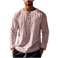 thumbnail image 3 of zbxnLI Mens Linen Shirts Drawstring V Neck Long Sleeve Shirt Lightweight Spring Fall Long Sleeve T-Shirts, 3 of 8