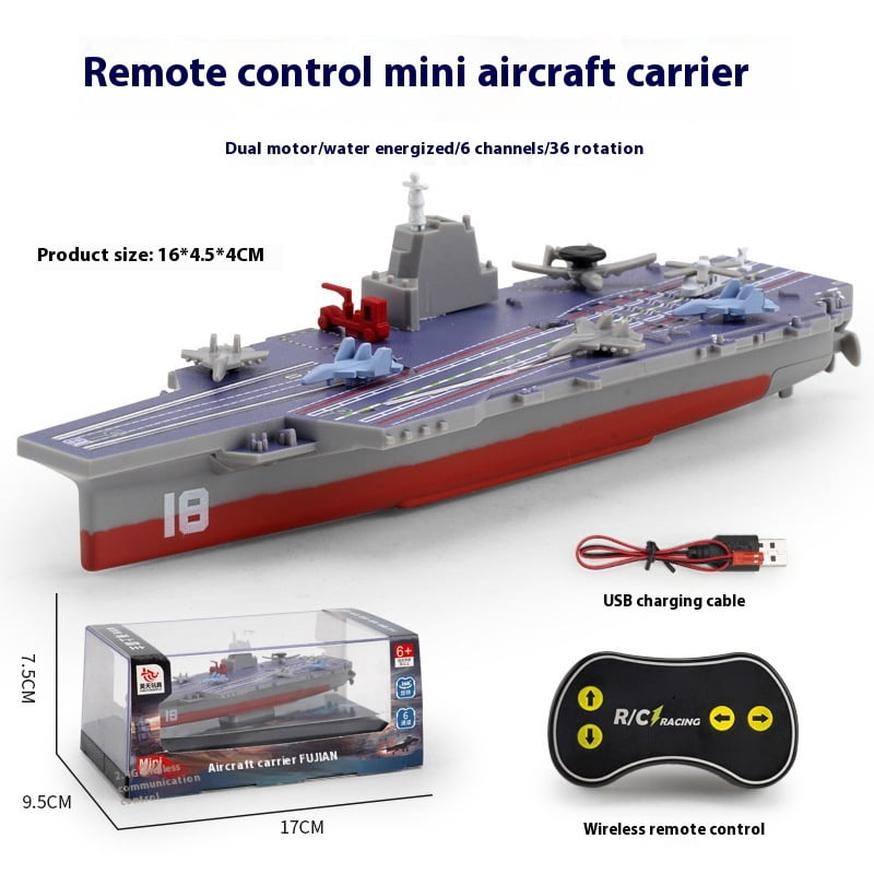 Remote Control Aircraft Carrier RC Boat, 2.4G Remote Control Warship Ship Model with High Simulation Design, Forward Backward Turn Left Right, Water Detection Auto On/Off, 10-15M Range, Rechargeable