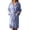 Blue, variant on Women's Waffle Textured Terry Hooded Wrap Bath Robe 3/4 Sleeve Midi House Robe with Self‑Tie Belt Dual Patch Pockets for Lounging