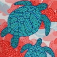 thumbnail image 4 of Jordan Manufacturing 18" x 18" Coral and Teal Turtles Nautical Square Reversible Decorative Throw Pillow with Bead Accent, 4 of 5