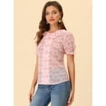 thumbnail image 2 of Blusa Floral De Chifón Con Manga Abullonada Y Cuello Con Volantes Para Mujer Rosa S, 2 of 5