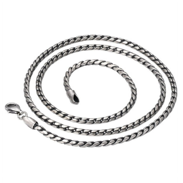 Wollet S925 Sterling Silver Chain Necklace for Men，Width：2.5mm
