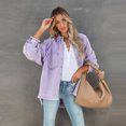 thumbnail image 4 of LYMAYTER Women's Solid Color Cardigan Long Sleeve Jacket Loose Top Denim Top S-XL, 4 of 6