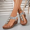 thumbnail image 6 of Fiaer Platform Wedge Sandals for Women Fashion Summer Boho Rhinestones Gladiator Open Toe Low Heel Sandals Lightweight Outdoor Sandals Silver 9, 6 of 8