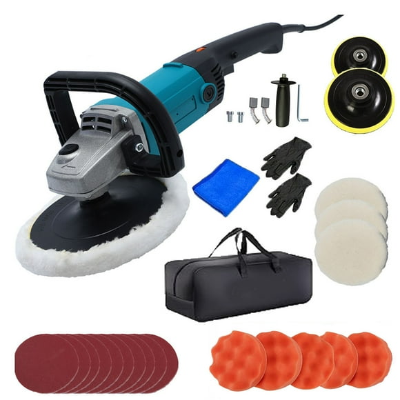 Mistaha Electric Car Polisher Machine Set with Wool Buffer and Sponge Pads - High Quality Motor, Comfortable Handle, Multi-functional Design - Perfect for Car Polishing, Metal Rust Removal, and