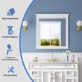 thumbnail image 4 of ANGELES HOME 33" x 32" Wall-Mounted Vanity Mirror, Solid Wooden Framed Makeup Mirror, Bathroom Wall Mirror for Bedroom Living Room Entryway, White, 4 of 9