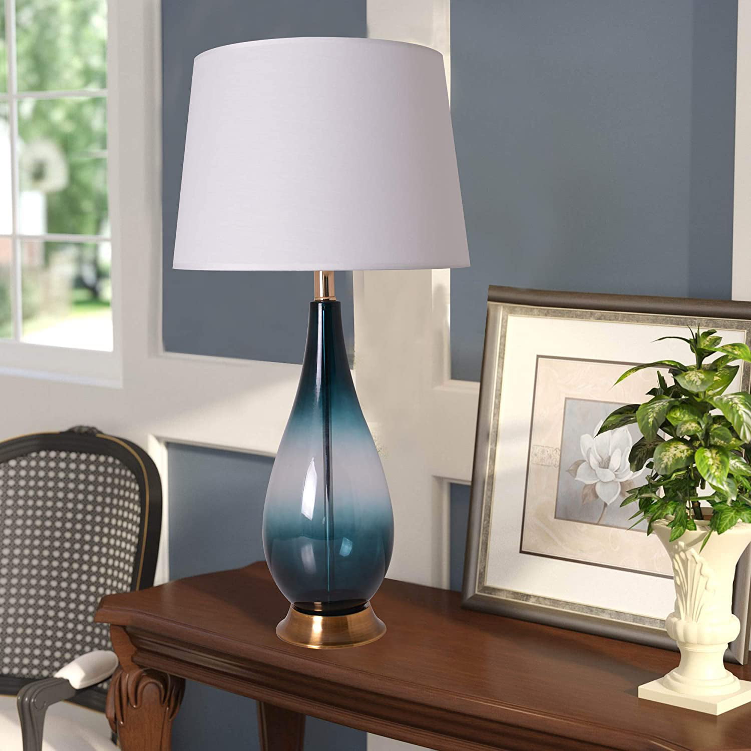 Modern Glass 28 inch Table Lamps for Living Room Set of 2 ...