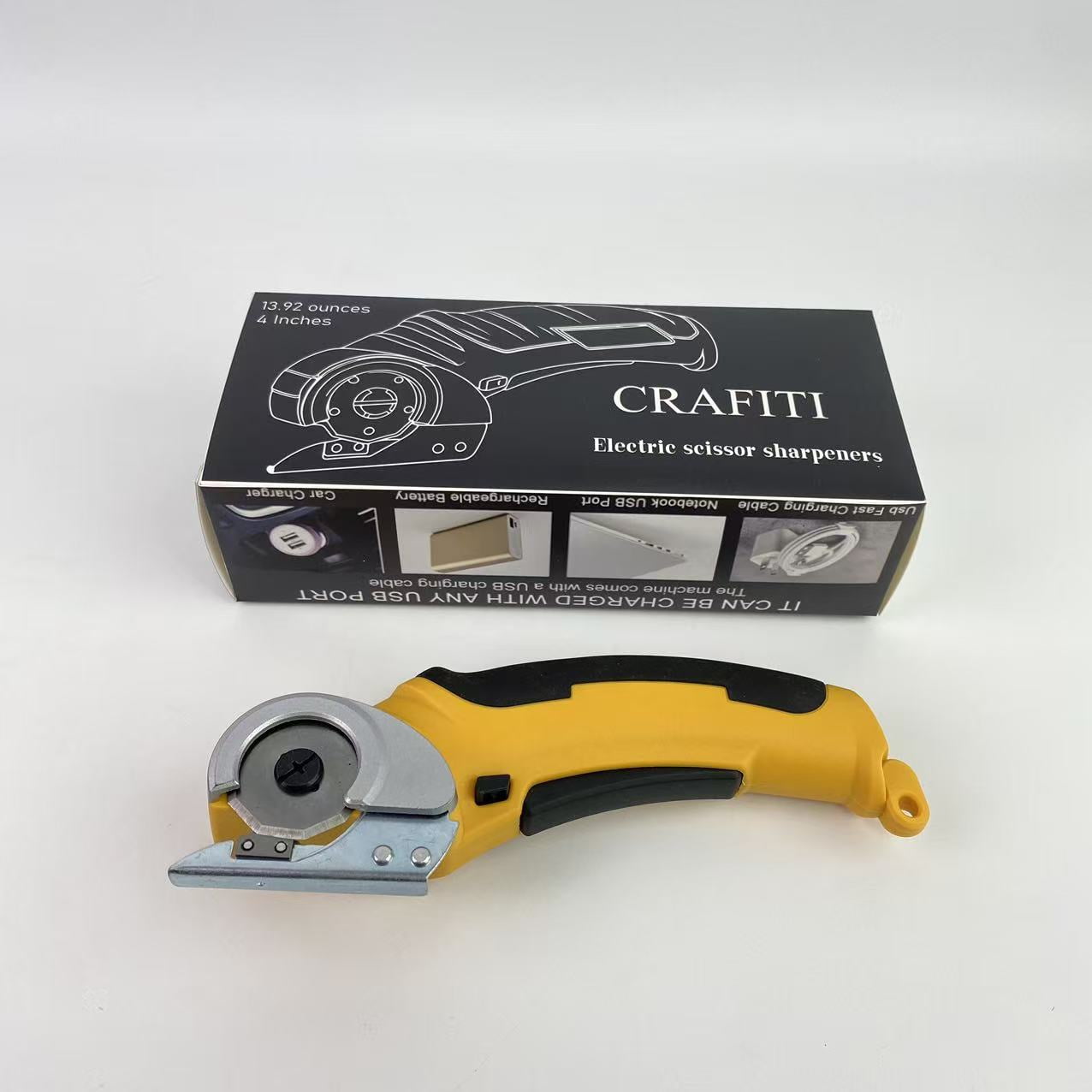 CRAFITI Electric scissor sharpeners,Cordless Electric Scissors, Rotary Cutter for Fabric and Cloth, Fabric Cutter for Carpet Leather Felt with Storage Box