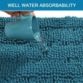 thumbnail image 5 of 2 Piece Bathroom Set Bathroom Rugs Bath Mats Sets Super Absorbent Chenille Striped Bath Mats Non Skid Machine Wash Dry Rugs for Bathroom Floor(Turquoise Blue, 24 x 36 Plus 20 x 32 Inches), 5 of 6