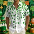 thumbnail image 1 of Ceisia Men's St. Patrick's Day Clover Print Short Sleeve Button-Down Shirt Collection | Mixed Green Clover Splatter Print Button-Up Shirt Gifts, 1 of 9