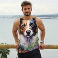 thumbnail image 6 of Logiee Colorful Flower Dog Print Men's Workout Tank Top,Quick Dry Workout Tank Top,Gym Muscle Tee,Fitness Bodybuilding Sleeveless T Shirt-XX-Large, 6 of 7