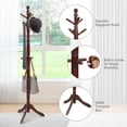 thumbnail image 4 of Patiojoy Free Standing Coat Rack Solid Wood Cat Tree w/9 Hooks & 2 Adjustable Height Brown, 4 of 5