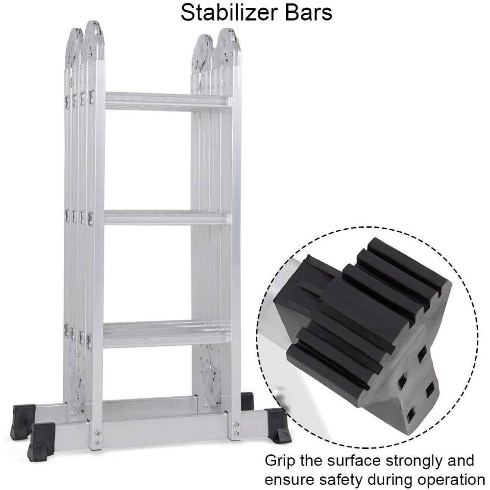 Ktaxon 12.5ft 7 in 1 Multi-Purpose Scaffold Ladder, Heavy Duty Folding Aluminium Extension Ladder, EN 131 Standard, 330lbs Capacity