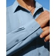thumbnail image 3 of sogami Mens Linen Button Up Shirt Mens Cuban Guayabera Shirt Blue Beach Shirt Vacation Shirt, 3 of 7