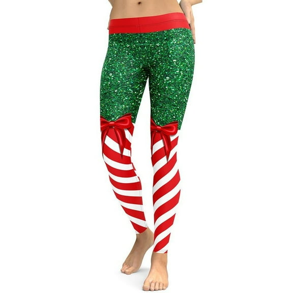 Candy Stripe Christmas Leggings Size: XS for Women | FIERCEPULSE