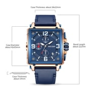 MEGIR Men's Watch Chronograph Clock Luxury Square Quartz Luminous Waterproof Calendar Wristwatch