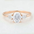 thumbnail image 2 of solitaire jewels 1.35CT Oval Moissanit Three Stone Engagement Ring For Women, 14K Rose Gold, 2 of 5