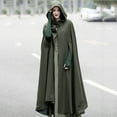 thumbnail image 3 of Women's Hooded Cape Coat, Long Wool Blend Cloak, Open Front Poncho, Elegant Winter Cloak, Dressy Winter Cloak, Elegant Outerwear Green S, 3 of 9