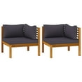 thumbnail image 3 of vidaXL Solid Acacia Wood Outdoor Sofas with 2-Corner Sofa, 2-Seat Cushion, Dark Gray, 3 of 9