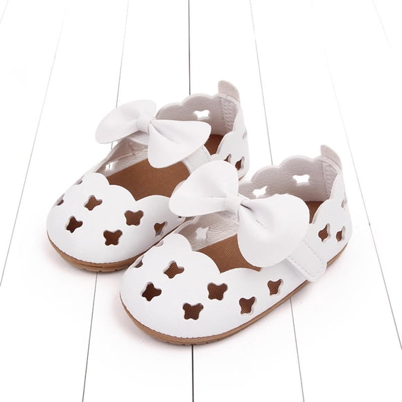 LOVZFMLL Infant Baby Girls Summer Sandals Bowknot Hollow Dress Shoes Princess Shoes Outdoor Toddlers Soft Closed Toe Slip On First Walkers Shoes White 9-12 Months