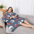 thumbnail image 5 of Oversized Wearable Blanket Hoodie,Blue Football Helmets and Balls Pattern Sherpa Blanket Hoodie with Super Pockets,Super Warm Fuzzy Pullover for Women & Men, 5 of 6