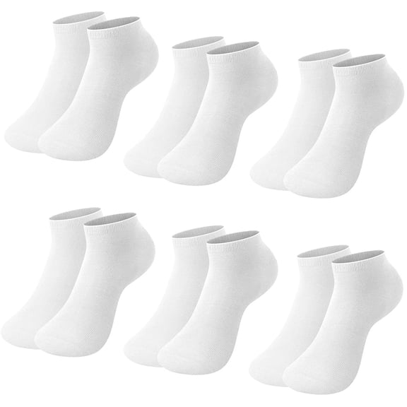 6-Pair Pack Unisex Cotton Linen Crew Socks, Breathable Solid Color Casual Socks for Sensitive Skin and Natural Comfort, White, One Size