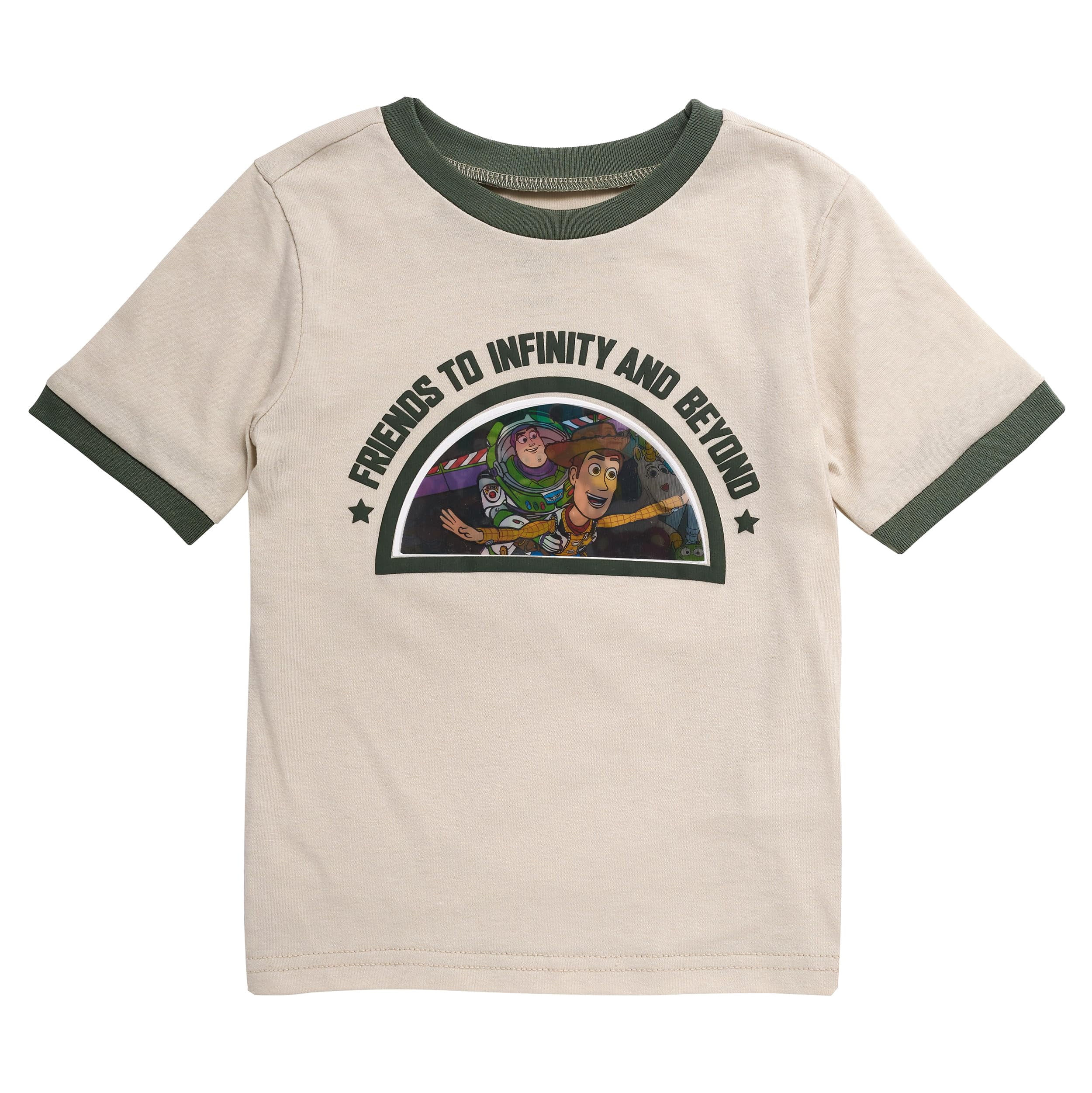 Disney Pixar Toy Story Outfit Boys' 2-Piece T Shirt & Short Set Toy Story Clothes for Boy, Buzz and Woody (Tan, 5)