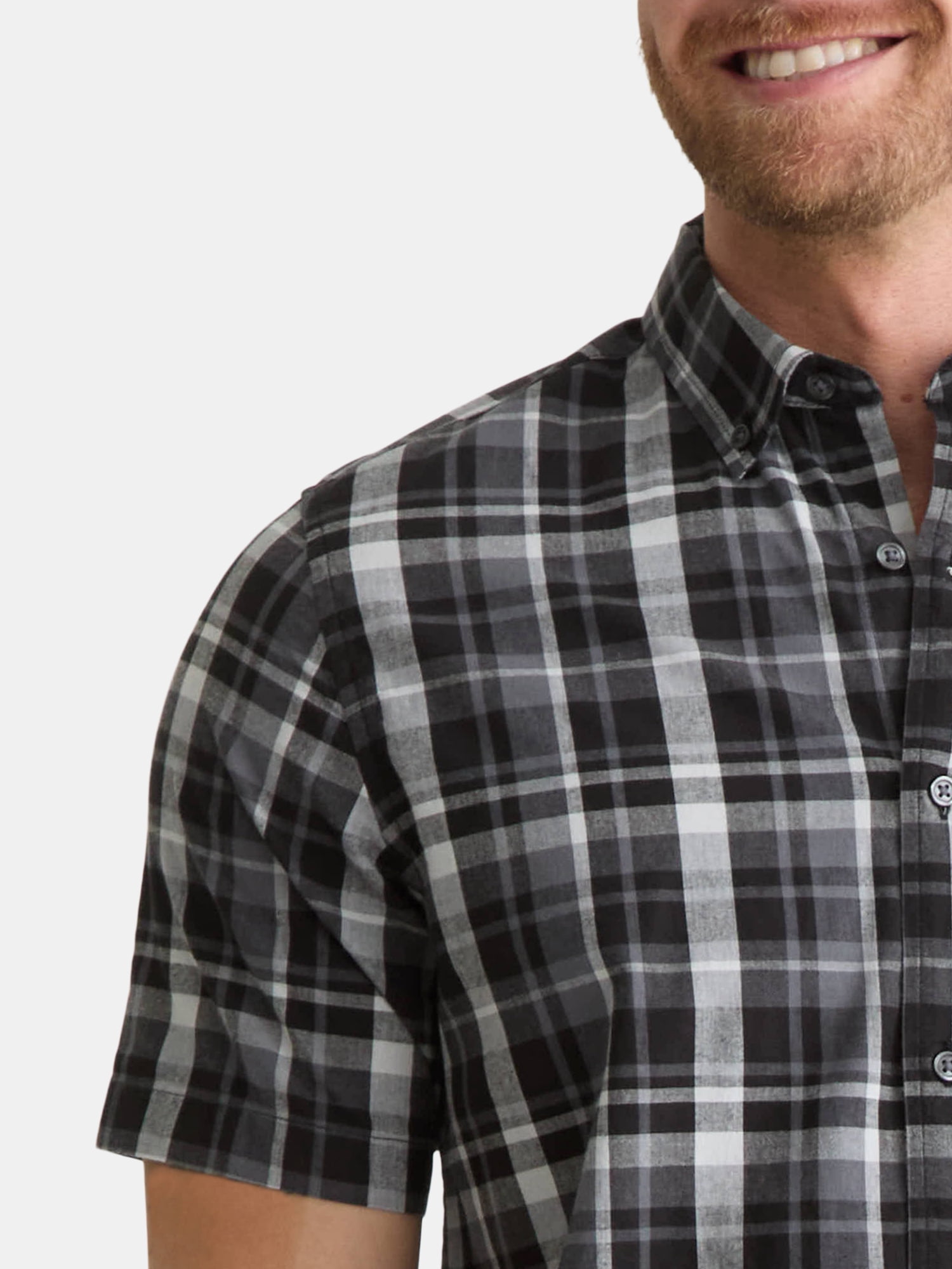 George Men's & Big Men's Classic Fit Short Sleeve Button-Up Poplin Shirt, Sizes S-3XL