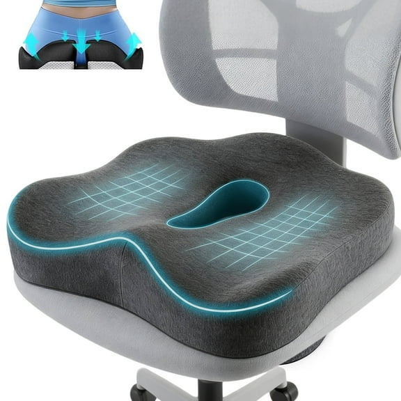 Memory Foam Orthopedic Design Wheelchair Cushion, Dark Gray