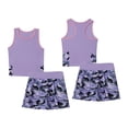 thumbnail image 5 of renvena Kids Girls 2PCS Tennis Skateboard Uniform Racer Back Vest Top with Built-in Shorts Golf Skorts Outfit Camouflage Purple 8, 5 of 7